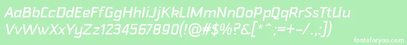 Fonte DowntempoMediumitalic – fontes brancas em um fundo verde