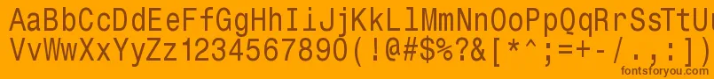 Monospacetypewriter-Schriftart – Braune Schriften auf orangefarbenem Hintergrund