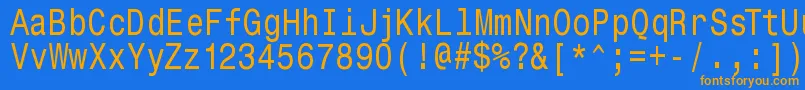 フォントMonospacetypewriter – オレンジ色の文字が青い背景にあります。