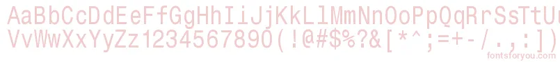 Monospacetypewriter-Schriftart – Rosa Schriften auf weißem Hintergrund