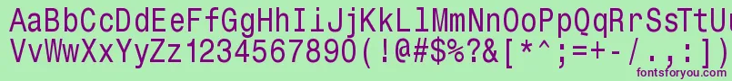 Monospacetypewriter-Schriftart – Violette Schriften auf grünem Hintergrund