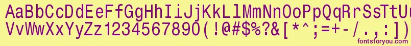 Monospacetypewriter-fontti – violetit fontit keltaisella taustalla