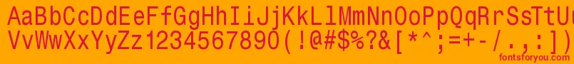 Monospacetypewriter-fontti – punaiset fontit oranssilla taustalla