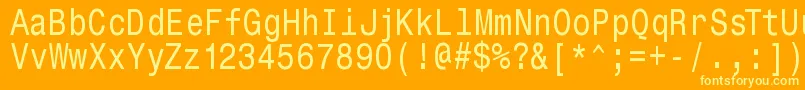 Monospacetypewriter-fontti – keltaiset fontit oranssilla taustalla