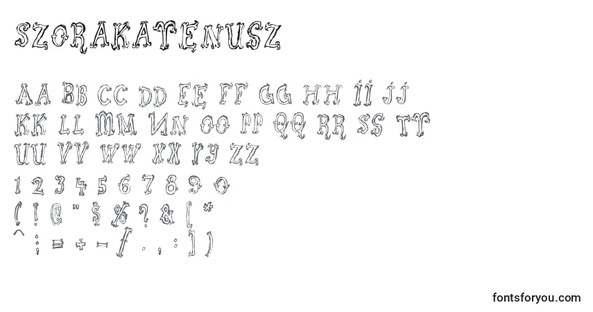 Czcionka Szorakatenusz – alfabet, cyfry, specjalne znaki