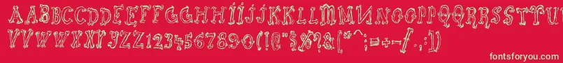 Szorakatenusz Font – Green Fonts on Red Background
