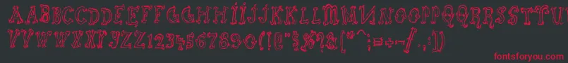フォントSzorakatenusz – 黒い背景に赤い文字