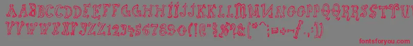 Szorakatenusz Font – Red Fonts on Gray Background