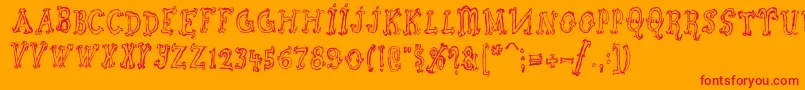Szorakatenusz Font – Red Fonts on Orange Background