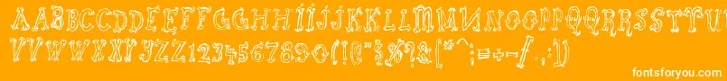 Szorakatenusz Font – White Fonts on Orange Background