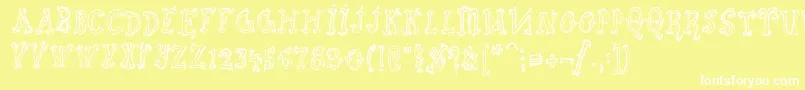 Szorakatenusz Font – White Fonts on Yellow Background