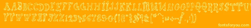 Szorakatenusz Font – Yellow Fonts on Orange Background