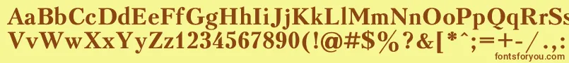 フォントPeterbu1 – 茶色の文字が黄色の背景にあります。