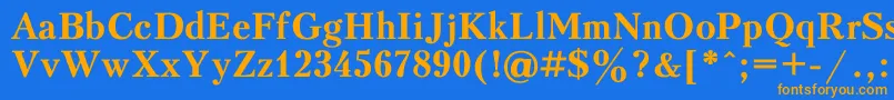 フォントPeterbu1 – オレンジ色の文字が青い背景にあります。