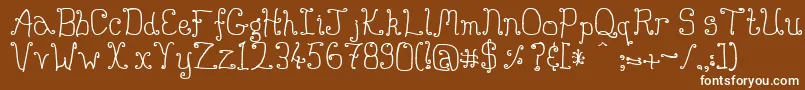 Buttmunch-Schriftart – Weiße Schriften auf braunem Hintergrund