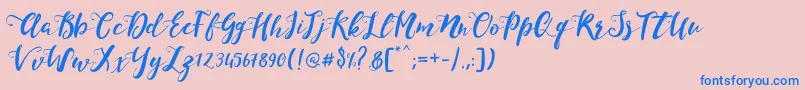 MonicaScript Font – Blue Fonts on Pink Background