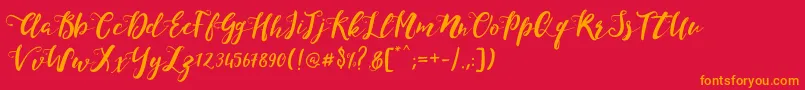 MonicaScript Font – Orange Fonts on Red Background