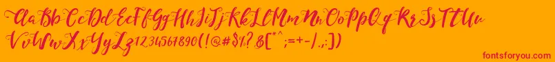 MonicaScript Font – Red Fonts on Orange Background