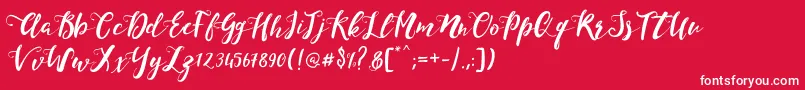 MonicaScript-Schriftart – Weiße Schriften auf rotem Hintergrund