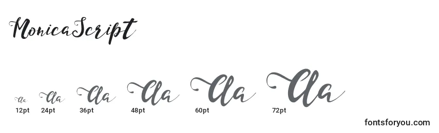 MonicaScript Font Sizes