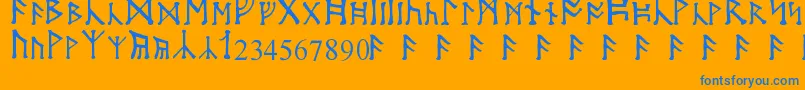 MoonRunes Font – Blue Fonts on Orange Background