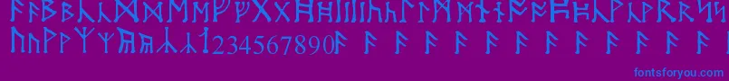 フォントMoonRunes – 紫色の背景に青い文字