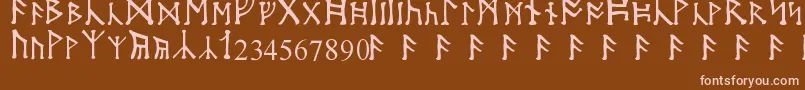 MoonRunes-Schriftart – Rosa Schriften auf braunem Hintergrund
