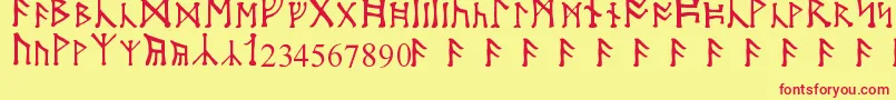 フォントMoonRunes – 赤い文字の黄色い背景