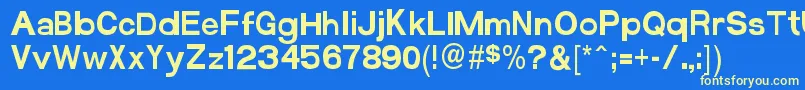 Funzone3ProCondensed-fontti – keltaiset fontit sinisellä taustalla