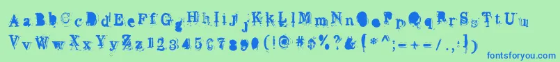 Overwork Font – Blue Fonts on Green Background