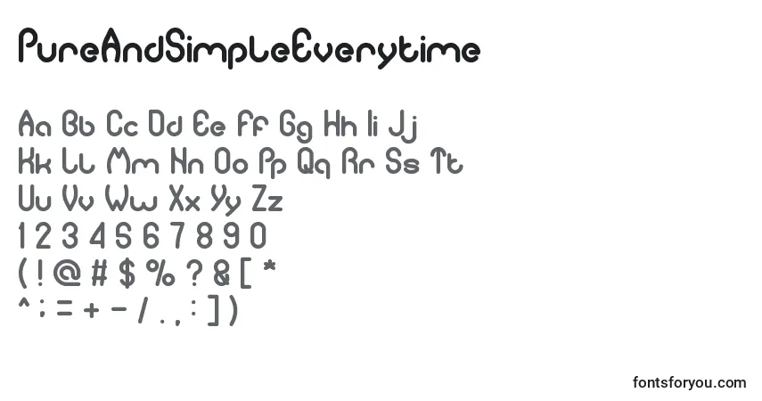 Schriftart PureAndSimpleEverytime – Alphabet, Zahlen, spezielle Symbole