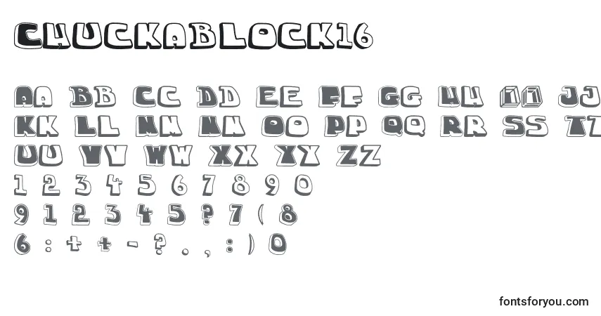 Schriftart Chuckablock16 – Alphabet, Zahlen, spezielle Symbole