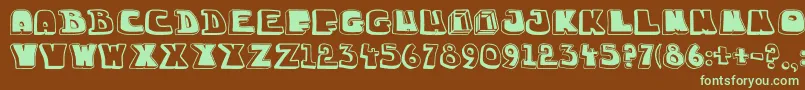 Chuckablock16-fontti – vihreät fontit ruskealla taustalla