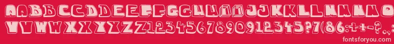 Chuckablock16-Schriftart – Rosa Schriften auf rotem Hintergrund