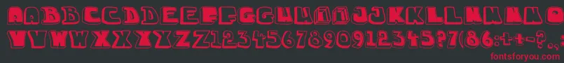 フォントChuckablock16 – 黒い背景に赤い文字
