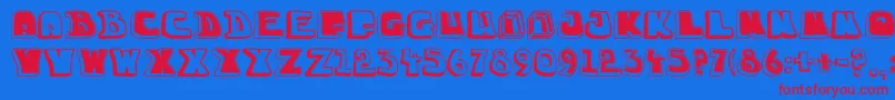 フォントChuckablock16 – 赤い文字の青い背景