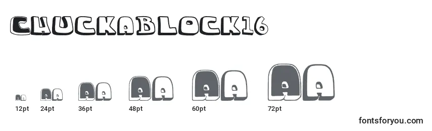 Размеры шрифта Chuckablock16