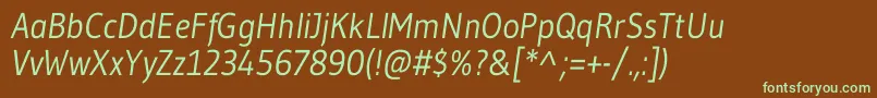 Saiba mais sobre a fonte GudeaItalic Fonte GudeaItalic – fontes verdes em um fundo marrom