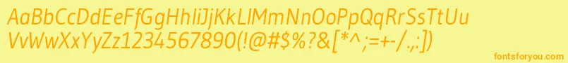 Fonte GudeaItalic – fontes laranjas em um fundo amarelo