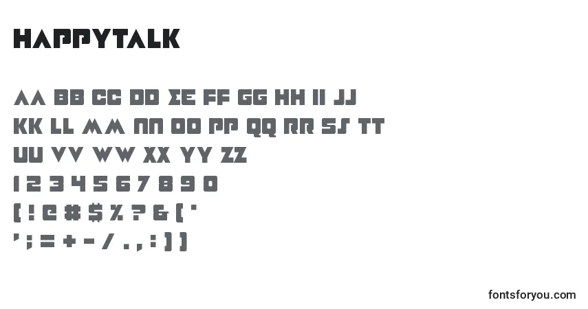 A fonte HappyTalk – alfabeto, números, caracteres especiais