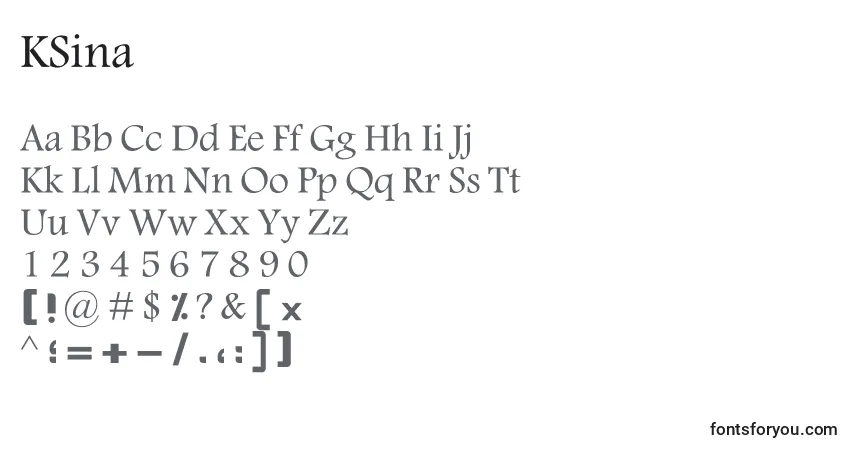 A fonte KSina – alfabeto, números, caracteres especiais