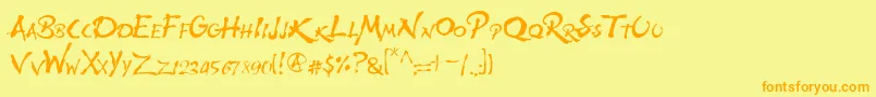 フォントWolfsrain – オレンジの文字が黄色の背景にあります。