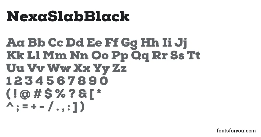 Schriftart NexaSlabBlack – Alphabet, Zahlen, spezielle Symbole