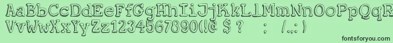 DkKoerier-fontti – mustat fontit vihreällä taustalla