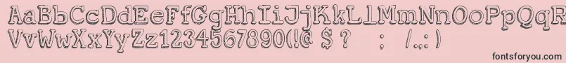DkKoerier-fontti – mustat fontit vaaleanpunaisella taustalla