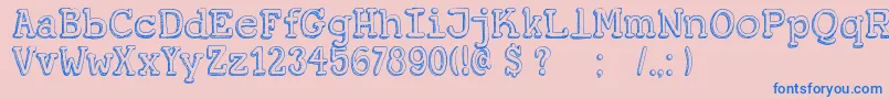 DkKoerier-fontti – siniset fontit vaaleanpunaisella taustalla