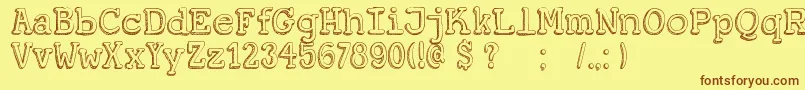 DkKoerier Font – Brown Fonts on Yellow Background