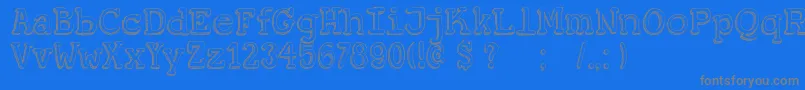 フォントDkKoerier – 青い背景に灰色の文字