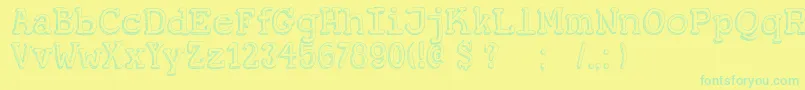 Czcionka DkKoerier – zielone czcionki na żółtym tle