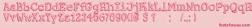 フォントDkKoerier – ピンクの背景に赤い文字